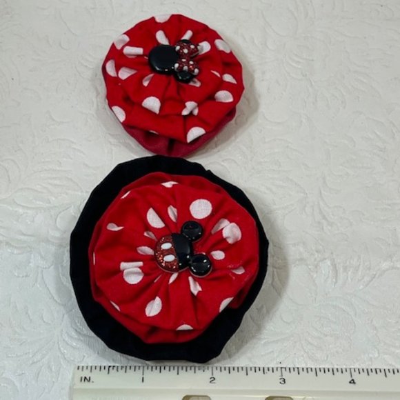 Set of 2 Handmade Mickey/Minnie Mouse Fabric Magnets Fridge Office Locker NEW - Picture 9 of 9